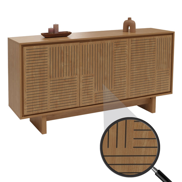 Sideboard Highboard 3 Türen Staufächer 86x160x40cm Ulme natur