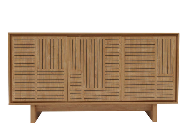 Sideboard Highboard 3 Türen Staufächer 86x160x40cm Ulme natur