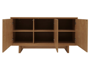 Sideboard Highboard 3 Türen Staufächer 86x160x40cm Ulme natur