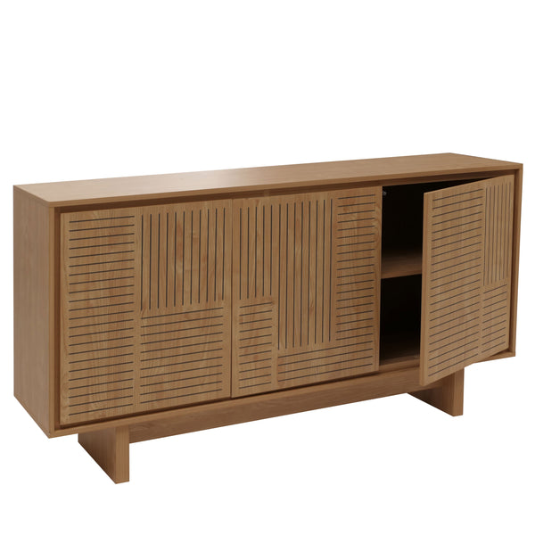 Sideboard Highboard 3 Türen Staufächer 86x160x40cm Ulme natur