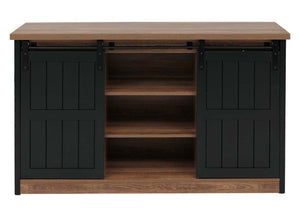 Sideboard Highboard Schrank Schiebetür 7 Fächer Industrial 84x150x40cm braun-schwarz