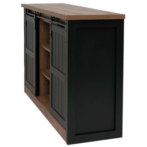 Sideboard Highboard Schrank Schiebetür 7 Fächer Industrial 84x150x40cm braun-schwarz