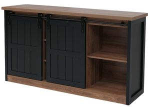 Sideboard Highboard Schrank Schiebetür 7 Fächer Industrial 84x150x40cm braun-schwarz
