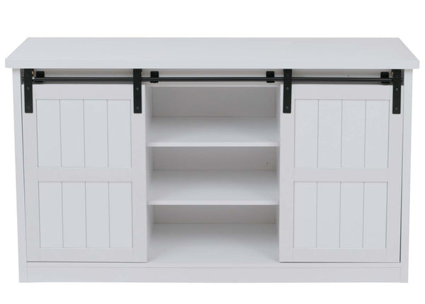 Sideboard Highboard Schrank Schiebetür 7 Fächer Industrial 84x150x40cm weiss