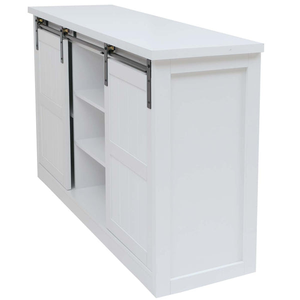 Sideboard Highboard Schrank Schiebetür 7 Fächer Industrial 84x150x40cm weiss