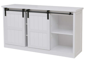 Sideboard Highboard Schrank Schiebetür 7 Fächer Industrial 84x150x40cm weiss
