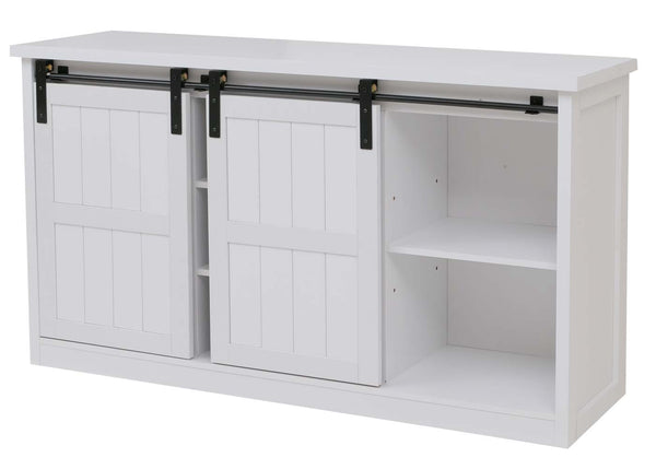 Sideboard Highboard Schrank Schiebetür 7 Fächer Industrial 84x150x40cm weiss