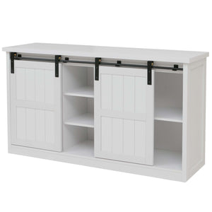 Sideboard Highboard Schrank Schiebetür 7 Fächer Industrial 84x150x40cm weiss