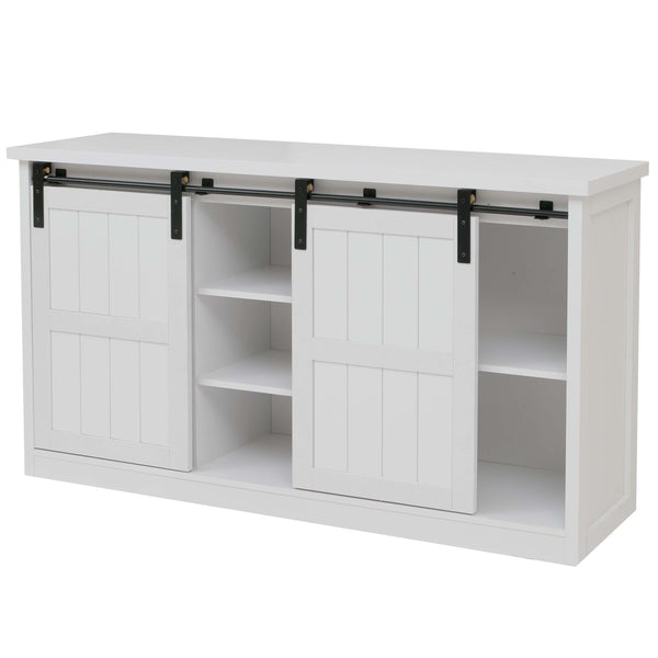 Sideboard Highboard Schrank Schiebetür 7 Fächer Industrial 84x150x40cm weiss