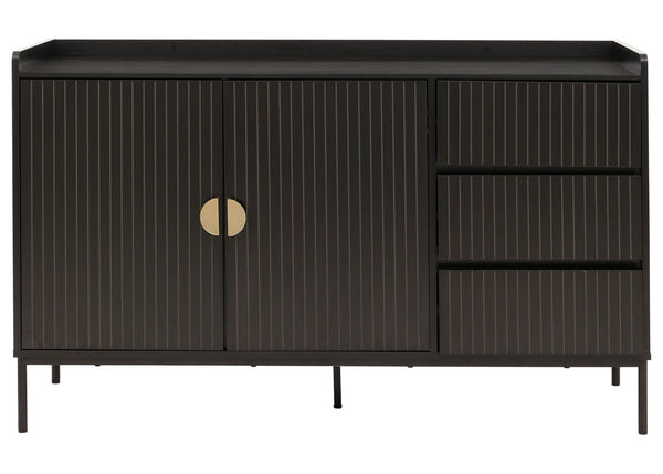 Sideboard Kommode Anrichte 3 Schubladen 2 Türen 80x130x42cm Holzoptik schwarz