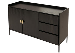 Sideboard Kommode Anrichte 3 Schubladen 2 Türen 80x130x42cm Holzoptik schwarz