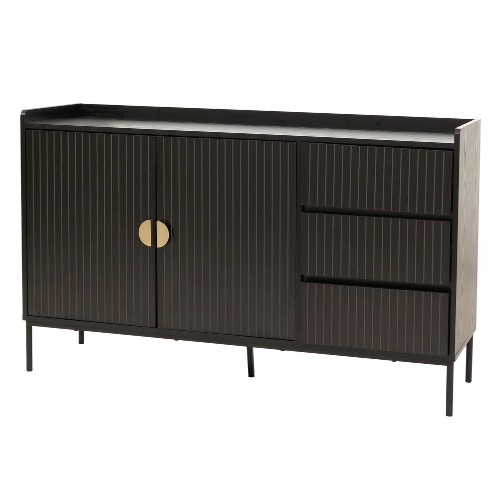Sideboard Kommode Anrichte 3 Schubladen 2 Türen 80x130x42cm Holzoptik schwarz
