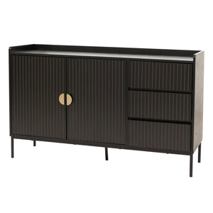 Sideboard Kommode Anrichte 3 Schubladen 2 Türen 80x130x42cm Holzoptik schwarz