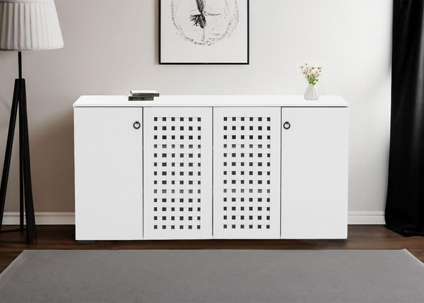 Sideboard Kommode Anrichte 4 Türen 9 Staufächer 83x159x37cm weiss