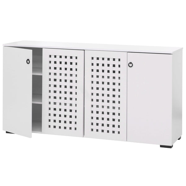Sideboard Kommode Anrichte 4 Türen 9 Staufächer 83x159x37cm weiss