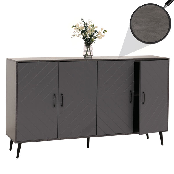 Sideboard Kommode Highboard Fischgrätenmuster 88x150x40cm Marmor-Optik grau