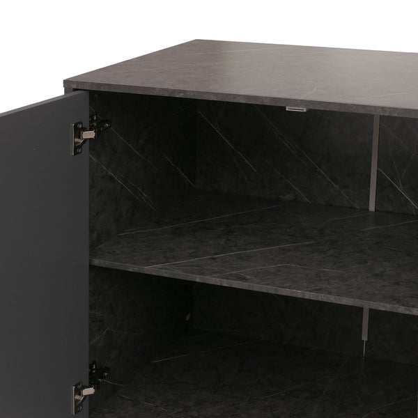 Sideboard Kommode Highboard Fischgrätenmuster 88x150x40cm Marmor-Optik grau