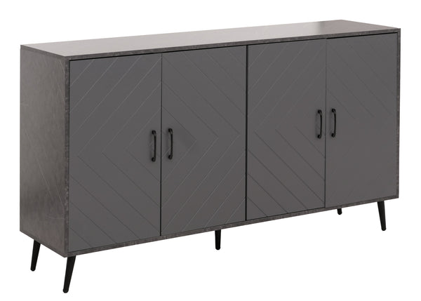 Sideboard Kommode Highboard Fischgrätenmuster 88x150x40cm Marmor-Optik grau
