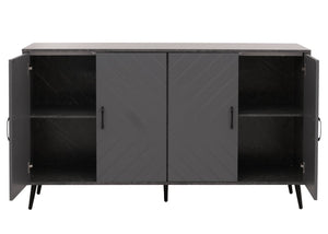 Sideboard Kommode Highboard Fischgrätenmuster 88x150x40cm Marmor-Optik grau