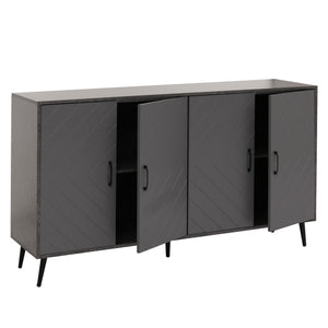 Sideboard Kommode Highboard Fischgrätenmuster 88x150x40cm Marmor-Optik grau