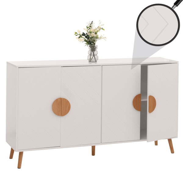 Sideboard Kommode Highboard Fischgrätenmuster 88x150x40cm weiss