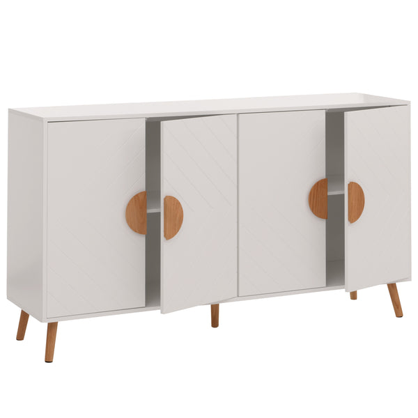 Sideboard Kommode Highboard Fischgrätenmuster 88x150x40cm weiss
