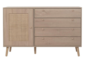 Sideboard Kommode Highboard Schubladen Staufach Kubu Rattan Eiche-Optik