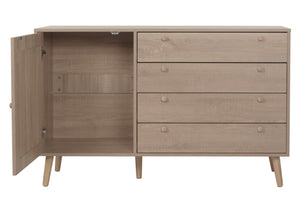 Sideboard Kommode Highboard Schubladen Staufach Kubu Rattan Eiche-Optik