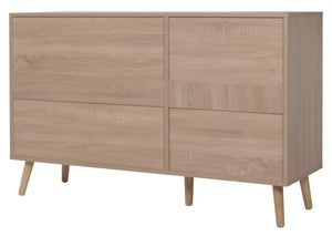 Sideboard Kommode Highboard Schubladen Staufach Kubu Rattan Eiche-Optik