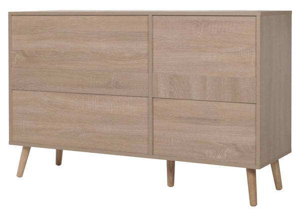 Sideboard Kommode Highboard Schubladen Staufach Kubu Rattan Eiche-Optik