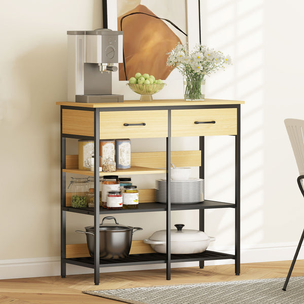 Sideboard Kommode mit Schubladen und Regalen für Küche aus Holz