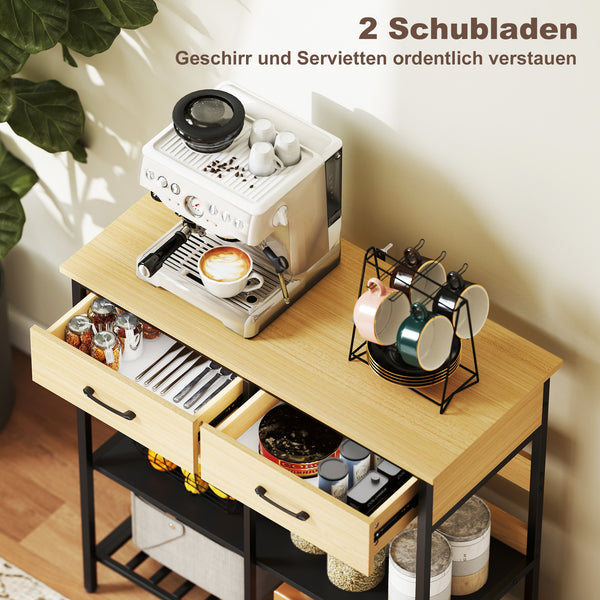 Sideboard Kommode mit Schubladen und Regalen für Küche aus Holz
