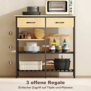 Sideboard Kommode mit Schubladen und Regalen für Küche aus Holz
