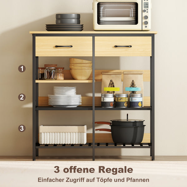 Sideboard Kommode mit Schubladen und Regalen für Küche aus Holz