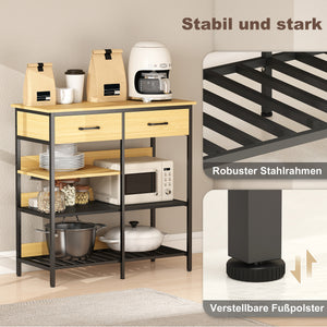 Sideboard Kommode mit Schubladen und Regalen für Küche aus Holz