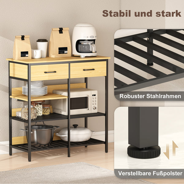 Sideboard Kommode mit Schubladen und Regalen für Küche aus Holz
