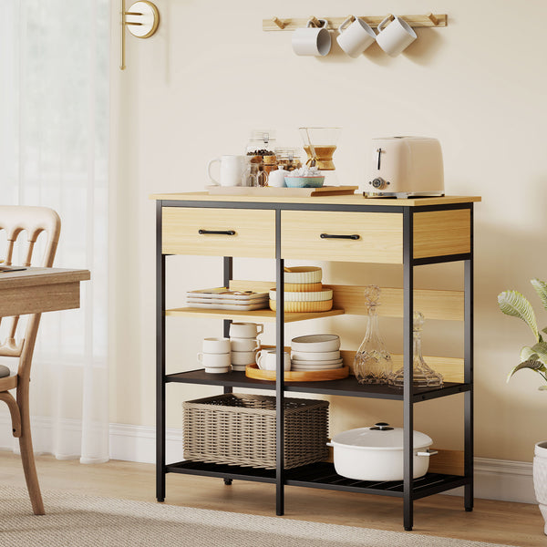 Sideboard Kommode mit Schubladen und Regalen für Küche aus Holz