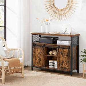 Sideboard Kommode mit Schiebetüren Braun