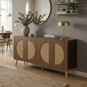 Sideboard Kommode Türen Anrichte Poly-Rattanfront 80x160x40cm braun