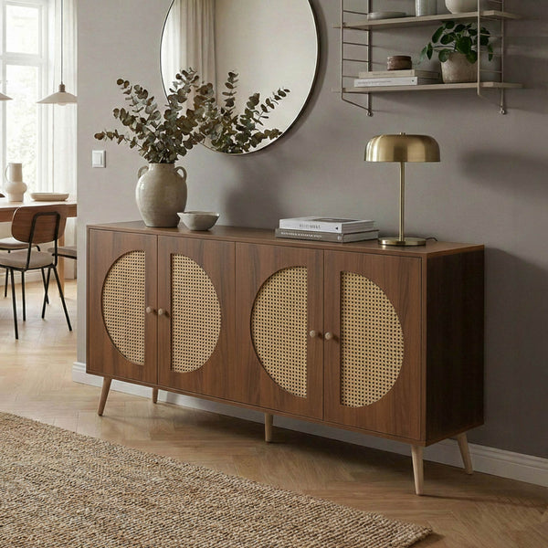 Sideboard Kommode Türen Anrichte Poly-Rattanfront 80x160x40cm braun