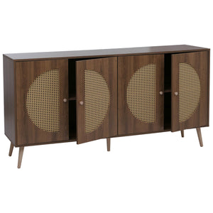 Sideboard Kommode Türen Anrichte Poly-Rattanfront 80x160x40cm braun