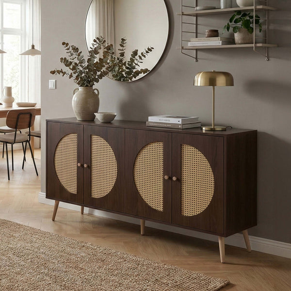 Sideboard Kommode Türen Anrichte Staufächer 80x160x40cm Walnuss-Optik