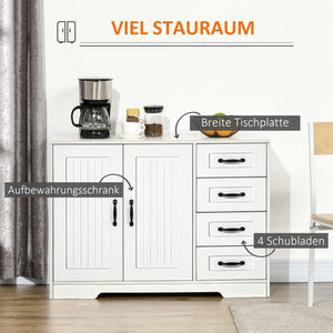Sideboard modern mit Schubladen und Schrank weiss