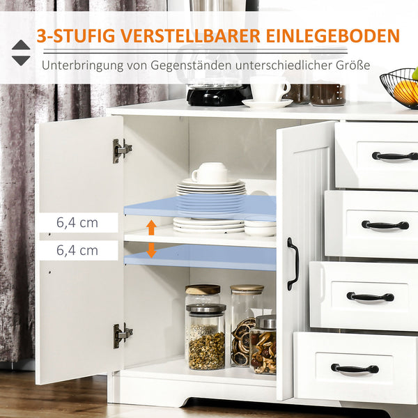 Sideboard modern mit Schubladen und Schrank weiss