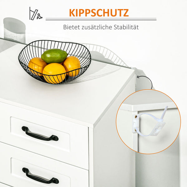 Sideboard modern mit Schubladen und Schrank weiss