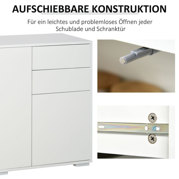 Sideboard Kommode mit 2 Schubladen Push-Click 117cm weiss