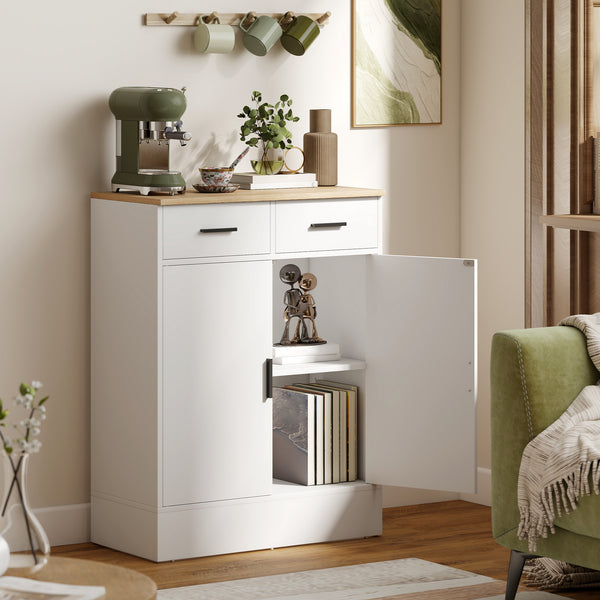 Sideboard Kommode mit Stauraum und Schubladen weiss Naturholz