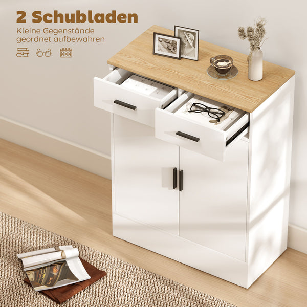 Sideboard Kommode mit Stauraum und Schubladen weiss Naturholz