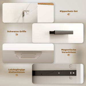 Sideboard Kommode mit Stauraum und Schubladen weiss Naturholz