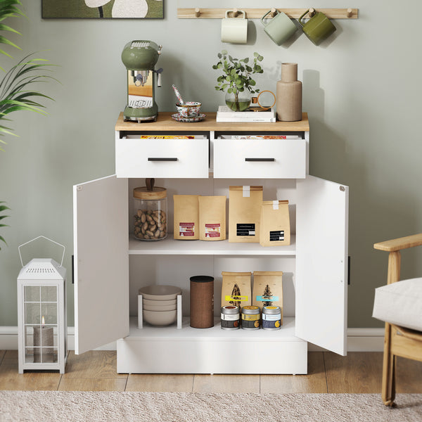 Sideboard Kommode mit Stauraum und Schubladen weiss Naturholz